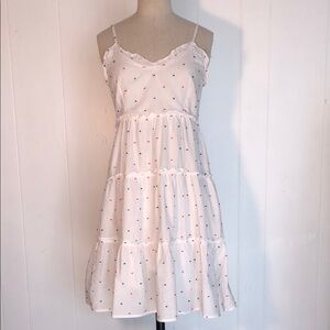 White Sleeveless Dress with Red and Blue stitched Accents